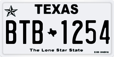 TX license plate BTB1254