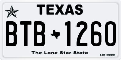 TX license plate BTB1260