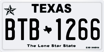 TX license plate BTB1266