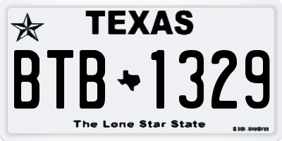 TX license plate BTB1329