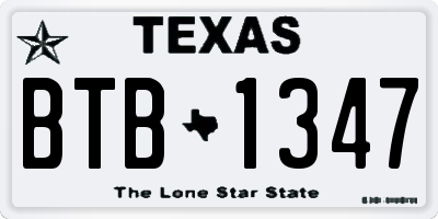 TX license plate BTB1347