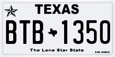 TX license plate BTB1350