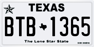 TX license plate BTB1365
