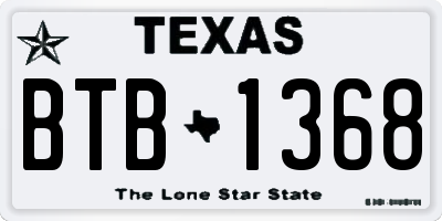 TX license plate BTB1368