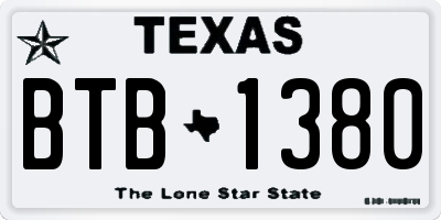 TX license plate BTB1380