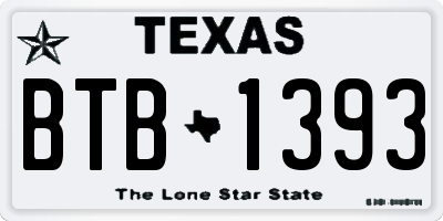TX license plate BTB1393