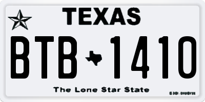 TX license plate BTB1410