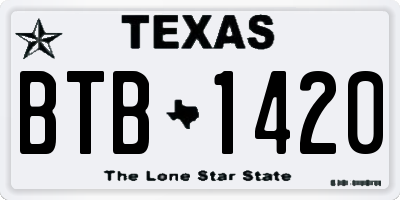 TX license plate BTB1420