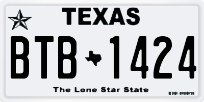 TX license plate BTB1424
