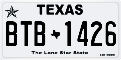 TX license plate BTB1426