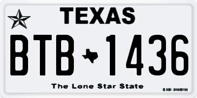 TX license plate BTB1436