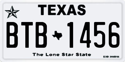TX license plate BTB1456