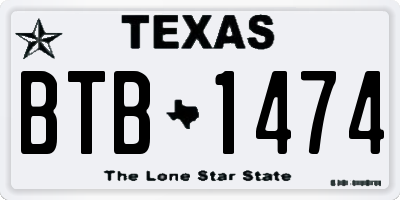 TX license plate BTB1474