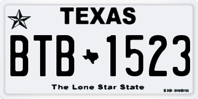 TX license plate BTB1523