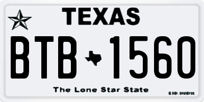 TX license plate BTB1560