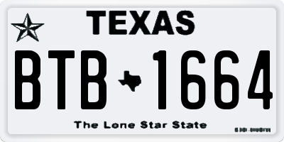 TX license plate BTB1664