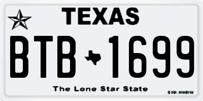 TX license plate BTB1699