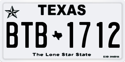 TX license plate BTB1712
