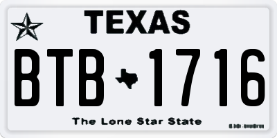 TX license plate BTB1716