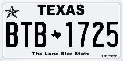 TX license plate BTB1725