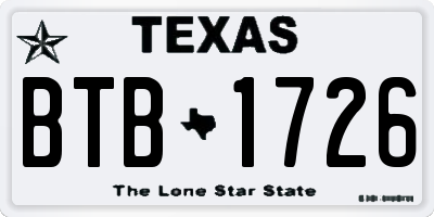 TX license plate BTB1726