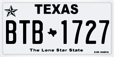 TX license plate BTB1727