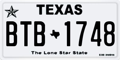 TX license plate BTB1748