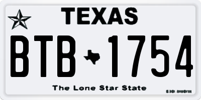 TX license plate BTB1754