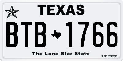 TX license plate BTB1766
