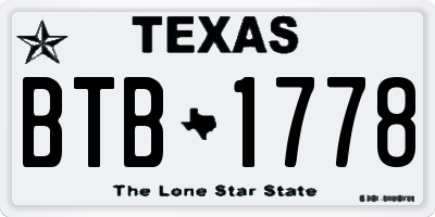 TX license plate BTB1778