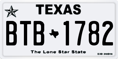 TX license plate BTB1782