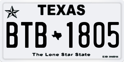 TX license plate BTB1805