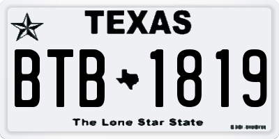 TX license plate BTB1819