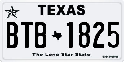 TX license plate BTB1825