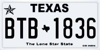TX license plate BTB1836