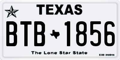 TX license plate BTB1856