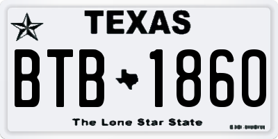 TX license plate BTB1860