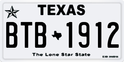 TX license plate BTB1912