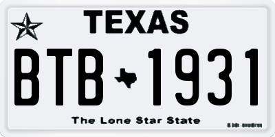 TX license plate BTB1931