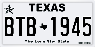 TX license plate BTB1945