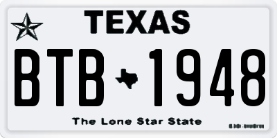 TX license plate BTB1948