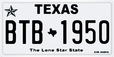 TX license plate BTB1950