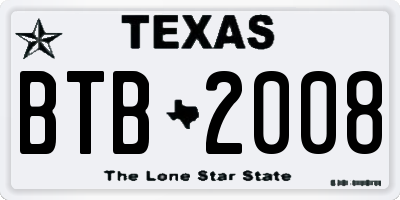 TX license plate BTB2008