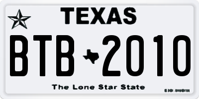 TX license plate BTB2010