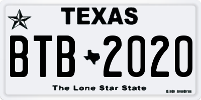 TX license plate BTB2020