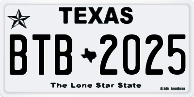 TX license plate BTB2025