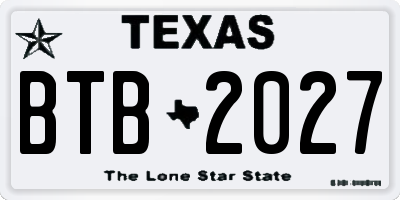 TX license plate BTB2027