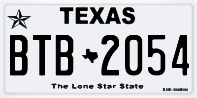 TX license plate BTB2054