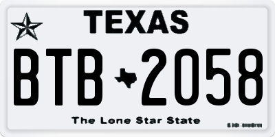 TX license plate BTB2058