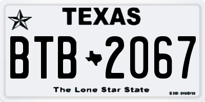 TX license plate BTB2067